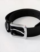 Asos Design Leather Slim Belt In Black