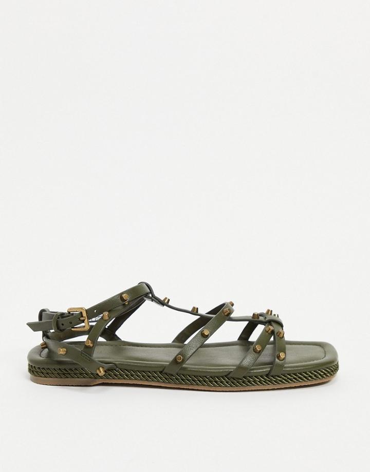 Asos Design Jools Studded Rope Espadrilles In Green