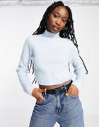 Monki Ribbed Sweater In Pale Blue