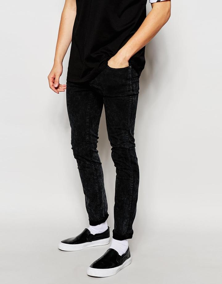 Dr Denim Jeans Snap Skinny Fit Black Aged Wash - Black