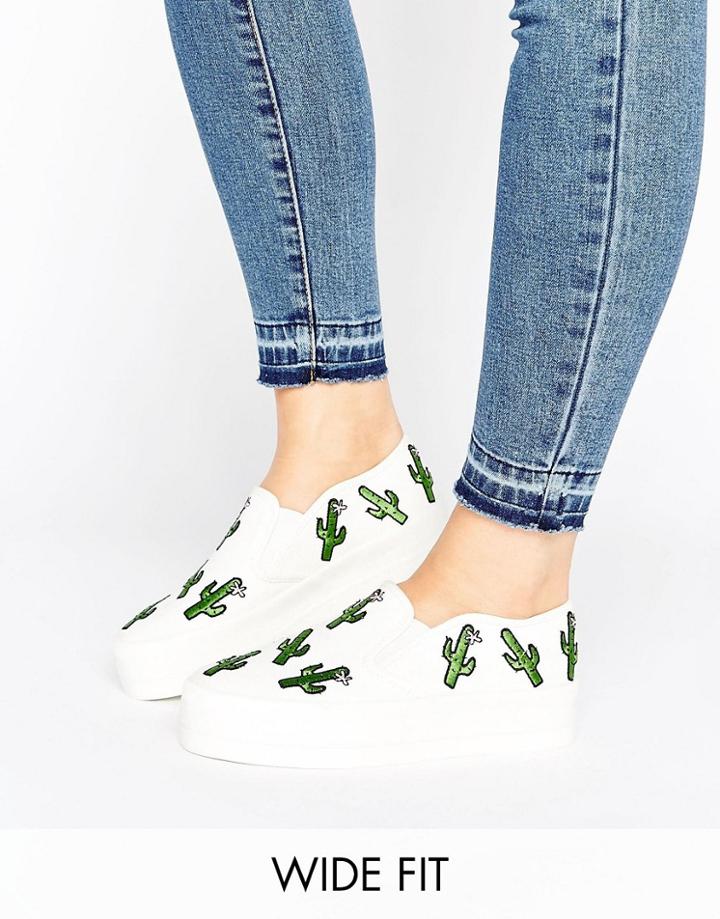 Asos Desert Wide Fit Cactus Patch Sneakers - Beige