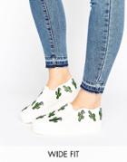 Asos Desert Wide Fit Cactus Patch Sneakers - Beige