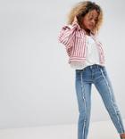 New Look Petite Frayyed Edge Slim Jeans - Blue