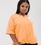 Asos Design Curve Oversized T-shirt With Knot Detail - Orange