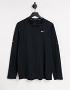 Nike Running Dri-fit Element Crew Neck Long Sleeve Top In Black