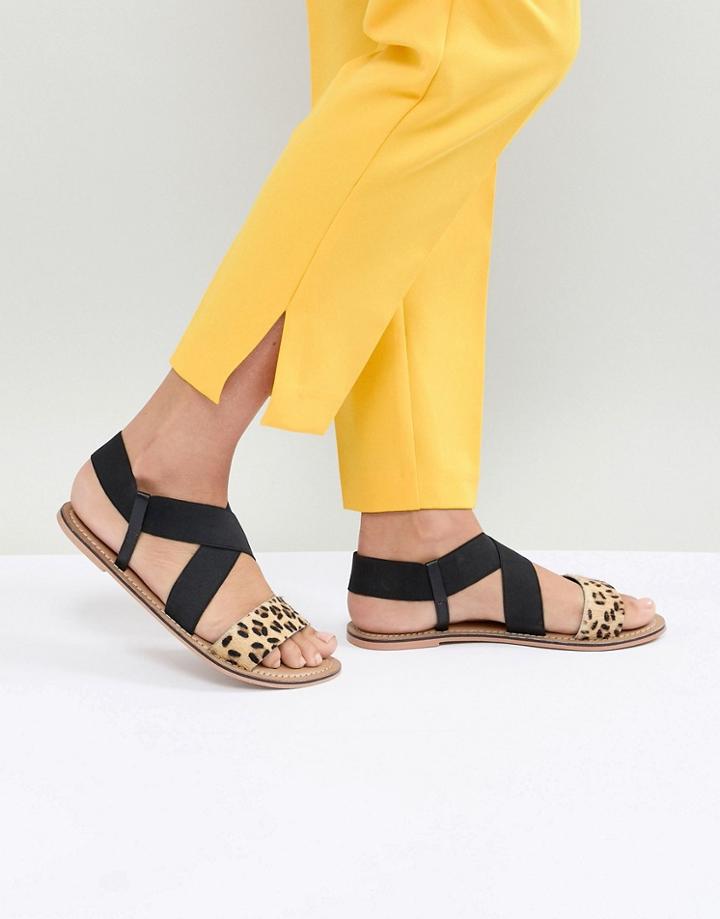 Accessorize Leopard Elastic Cross Strap Flat Sandals - Multi