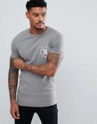 Asos Design Muscle T-shirt With Star And Text Print - Green