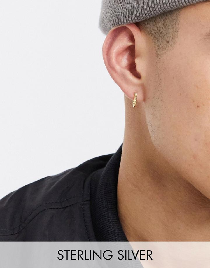 Serge Denimes Sterling Silver Gold Plated Hoop Earring With Twist Engraving