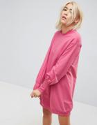 Asos Oversized Sweat Dress With Balloon Sleeve - Pink