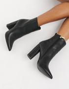 Qupid Pointed Heeled Ankle Boots-black