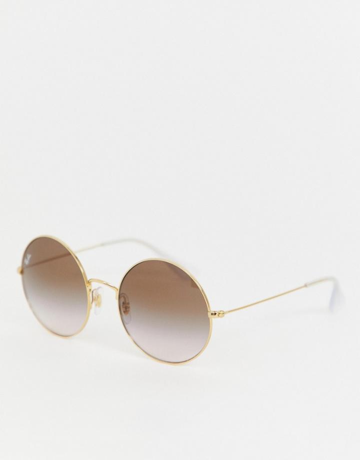 Ray-ban 0rb3592 Jajo Round Sunglasses - Gold