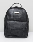 Claudia Conova Croc Embossed Small Pocket Front Backpack - Black