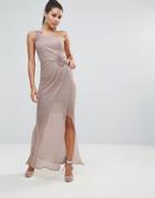 Lipsy Ruched One Shoulder Maxi Dress - Pink