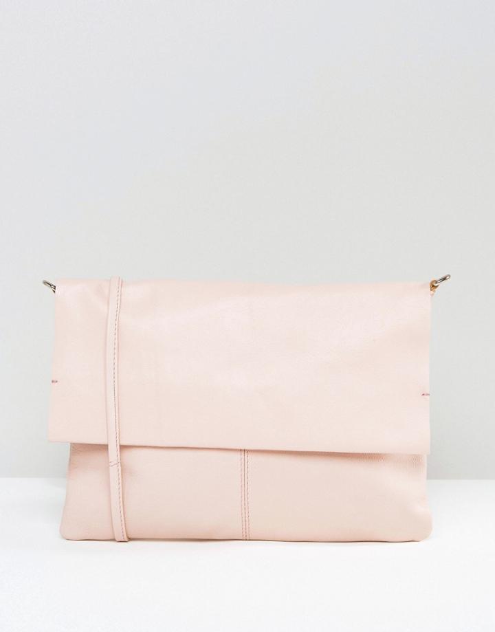 Asos Unlined Soft Leather Cross Body Bag With Detachable Strap - Pink