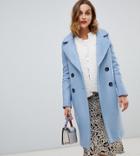 River Island Double Breasted Longline Coat - Blue