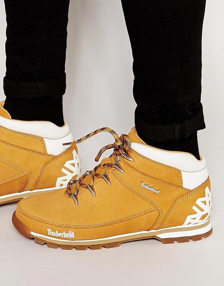 Timberland Euro Hiker Boots - White Logo - Wheat