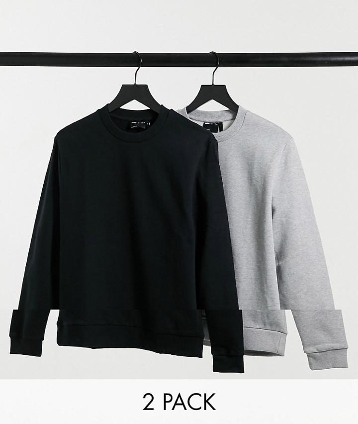Asos Design Organic Sweatshirt 2-pack Black/gray Marl-multi