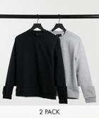 Asos Design Organic Sweatshirt 2-pack Black/gray Marl-multi