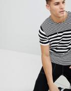Mango Man Striped T-shirt In Black And White - White