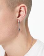 Asos Design Waterproof Stainless Steel Hoop Earring With Lightning Bolt-silver