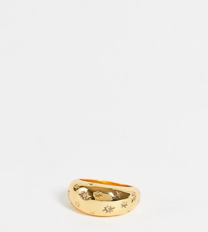Asos Design Curve 14k Gold Plated Ring In Celestial Bubble Design
