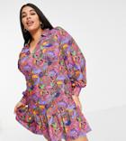 Never Fully Dressed Plus Floral Mini Dress In Purple