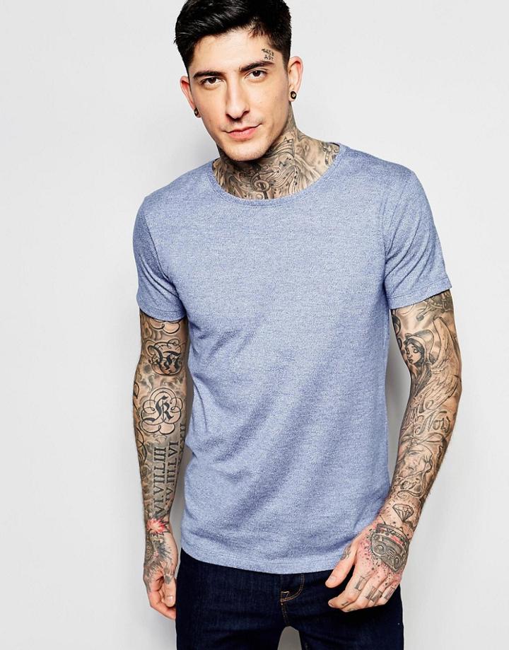 Lindbergh T-shirt In Blue Marl - Blue Mix