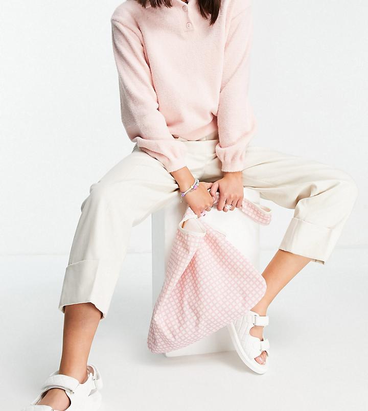 Daisy Street Grab Bag In Mini Gingham Print-pink
