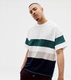 Asos Design Tall Oversized Longline T-shirt With Color Block In White - White