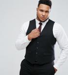 Harry Brown Plus Plain Stretch Slim Suit Vest - Black