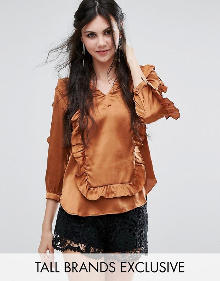 White Cove Tall Ruffle Detail Blouse - Orange