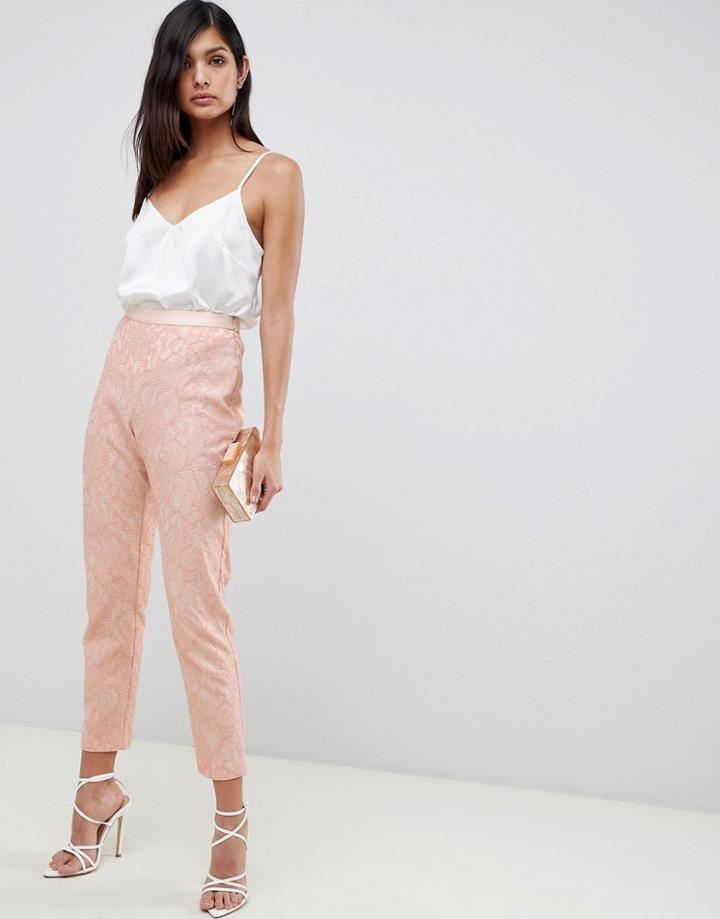 Asos Design Tailored Lace Slim Pants-pink
