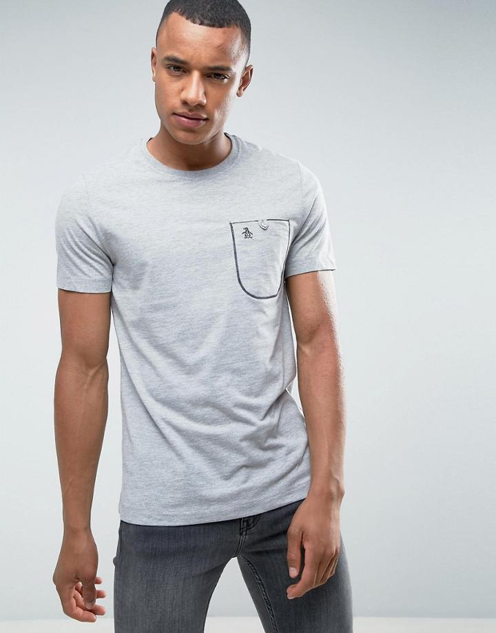 Original Penguin Flat Lock Pocket T-shirt - Gray