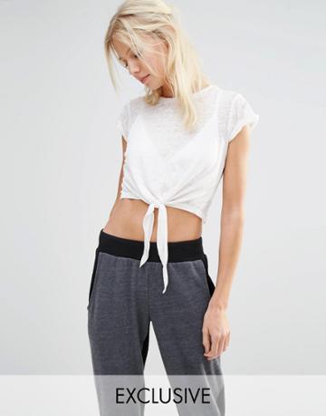 Stitch & Pieces Tie Front - White