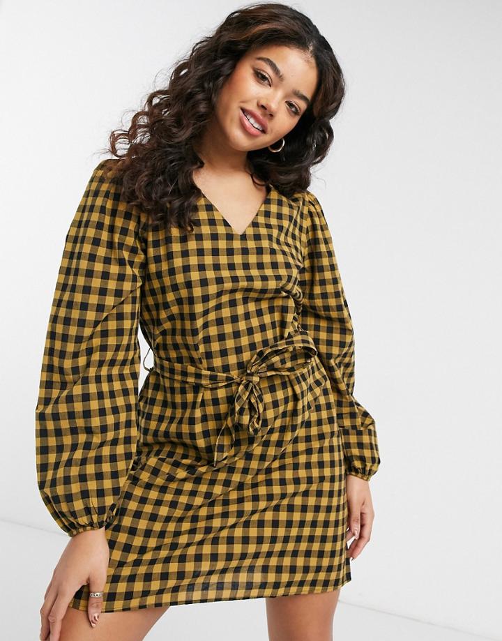 Jdy V-neck Tie Waist Mini Dress In Black