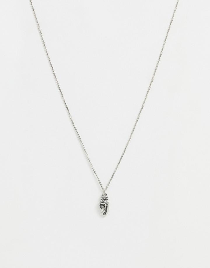 Asos Design Necklace With Claw In Burnished Silver Tone - Silver