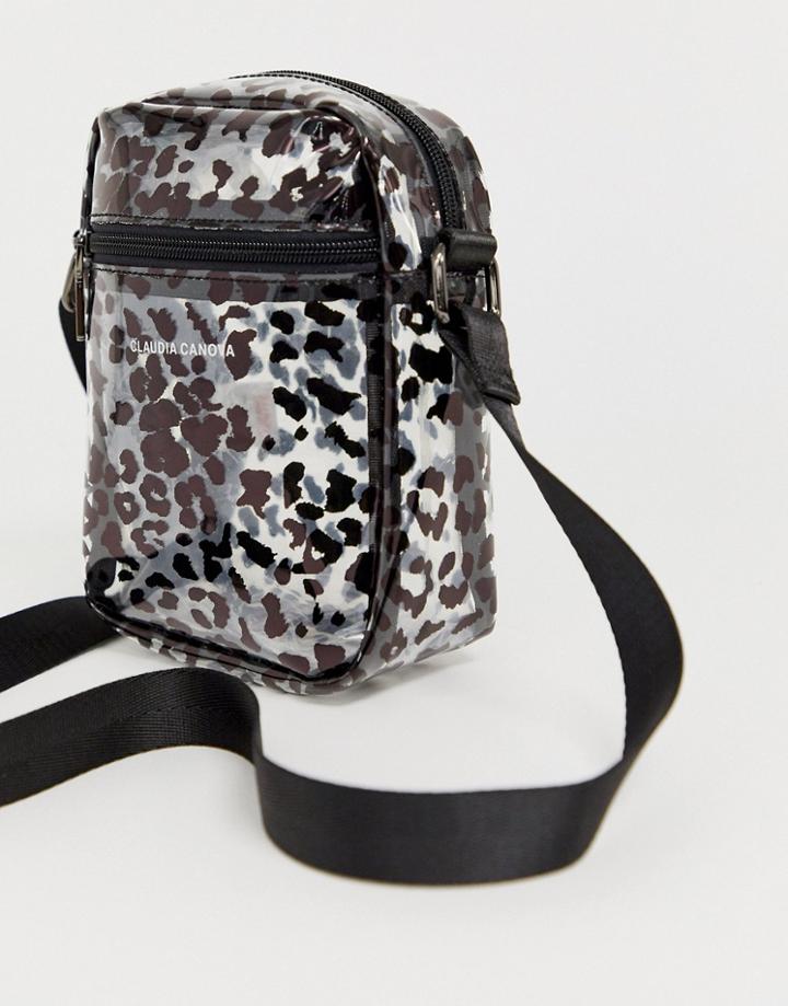 Claudia Canova Transparent Festival Cross Body Bag In Leopard-black