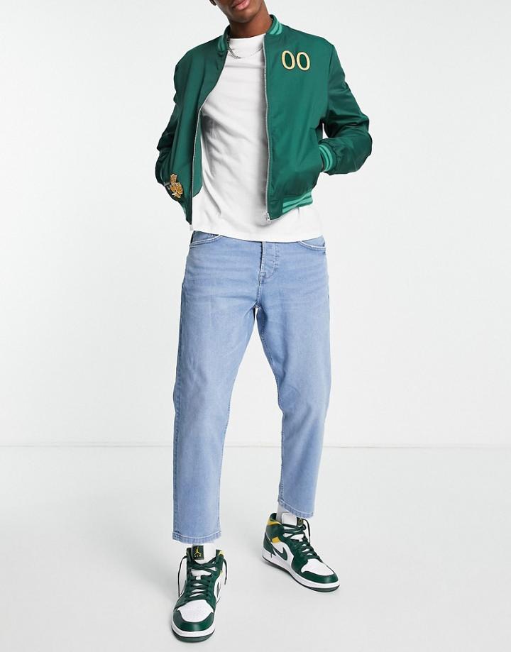 Only & Sons Tapered Crop Jeans In Light Blue