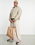 Asos Design Quilted Jacket In Ecru With Stitch Detail-neutral