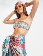 South Beach Sarong And Scarf Set In Purple Scarf Print