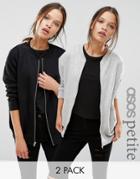 Asos Petite The Ultimate Bomber Jacket In Jersey 2 Pack - Multi