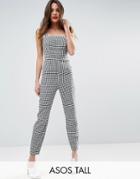 Asos Tall Jumpsuit In Gingham Print With Structured Bodice - Multi