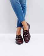 Asos Magenta Leather Loafers - Red