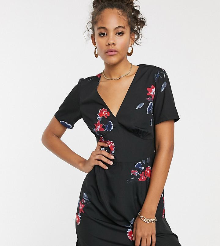 Vero Moda Tall Floral V Front A Line Dress-multi