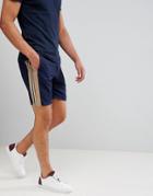 Asos Drapey Slim Mid Smart Short With Side Stripe - Navy