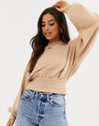 Asos Design Boxy Batwing Super Soft Sweat In Sand-beige