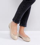 Asos Lifesaver Wide Fit Leather Ballet Flats-beige