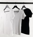 Cotton: On Maternity 3-pack Henley Short Sleeve Tops In Multi