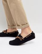 Pier One Moccasin Loafers In Blue Suede - Blue