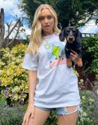 New Love Club Oversized T-shirt With Cactus Graphic Print In White
